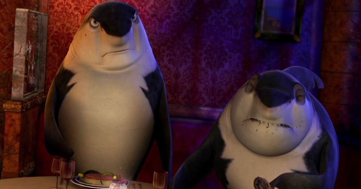 Don Lino (Robert De Niro) and Frankie (Michael Imperioli) in Shark Tale (2004). 