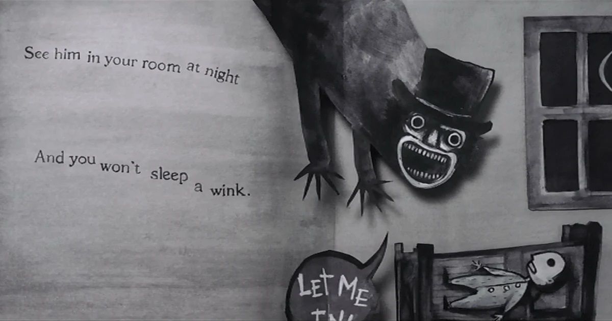 illustrated pages from the picture book in The Babadook