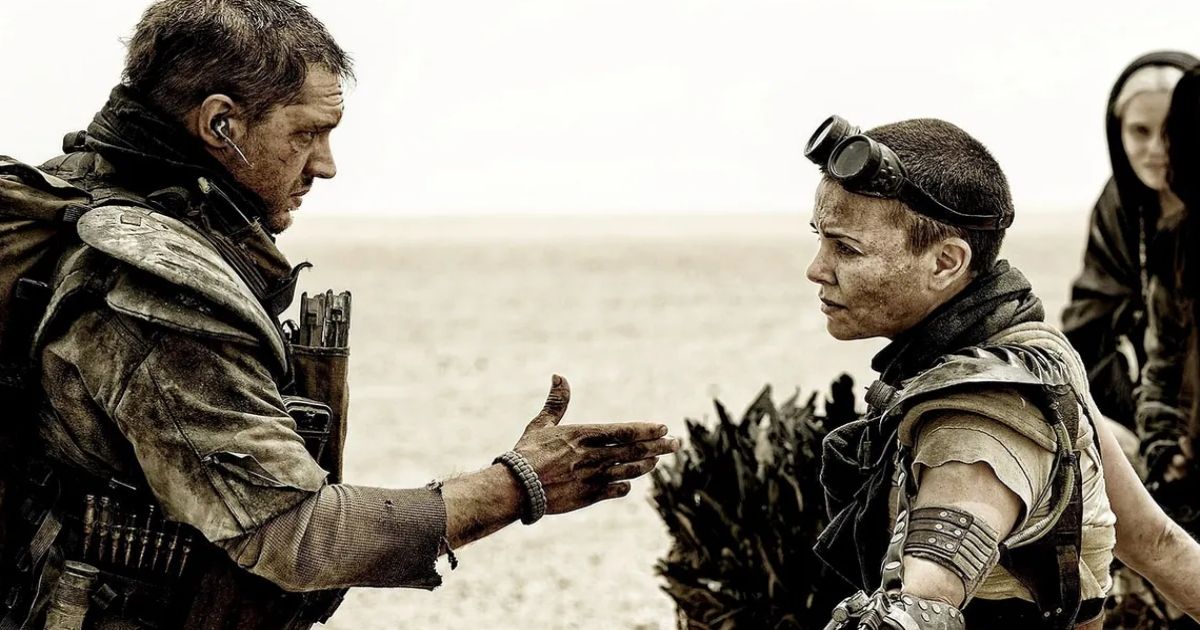 Hardy and Theron in Mad Max: Fury Road