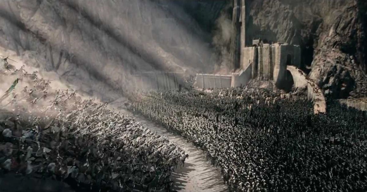 Battle of Helms Deep in Lord of the Rings: The Two Towers