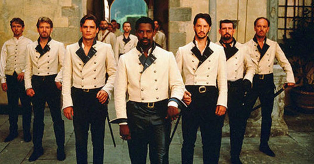 Denzel Washington leads a group of men in Much Ado About Nothing from Kenneth Branagh