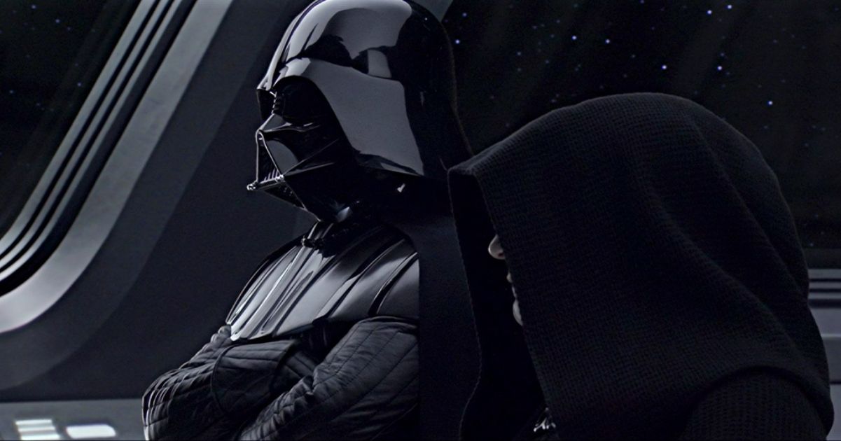 Darth Vader e Palpatine assistem à construção da primeira Estrela da Morte.