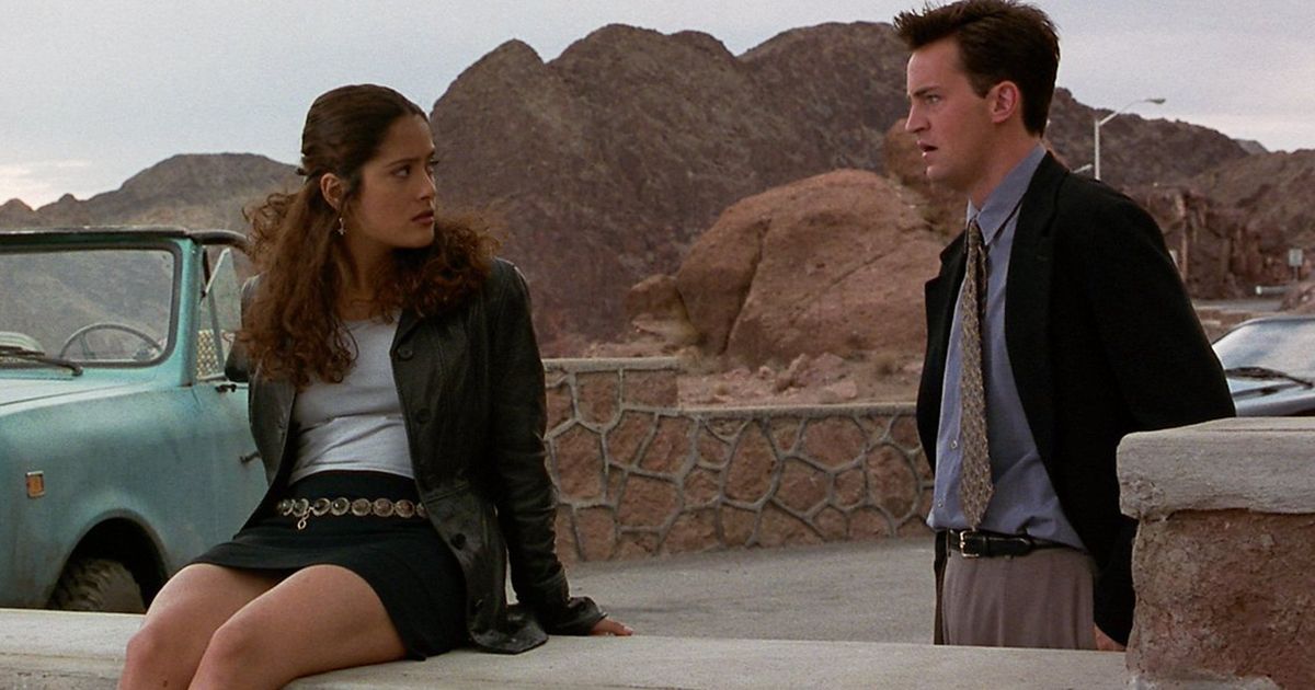 Matthew Perry as Alex Whitman and Salma Hayek as Isabel Fuentes-Whitman in Fools Rush In