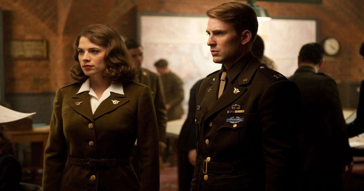 Hayley Atwell as Peggy and Chris Evans as Steve in a scene from Captain America_ The First Avenger