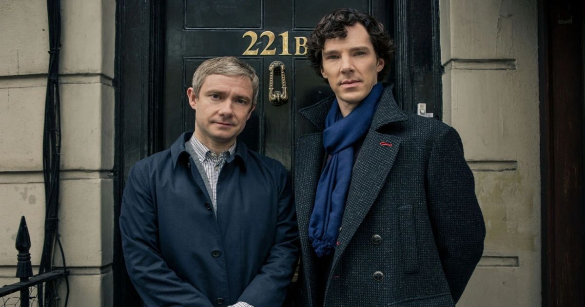 Martin Freeman as John and Benedict Cumberbatch as Sherlock in a scene from Sherlock (1)