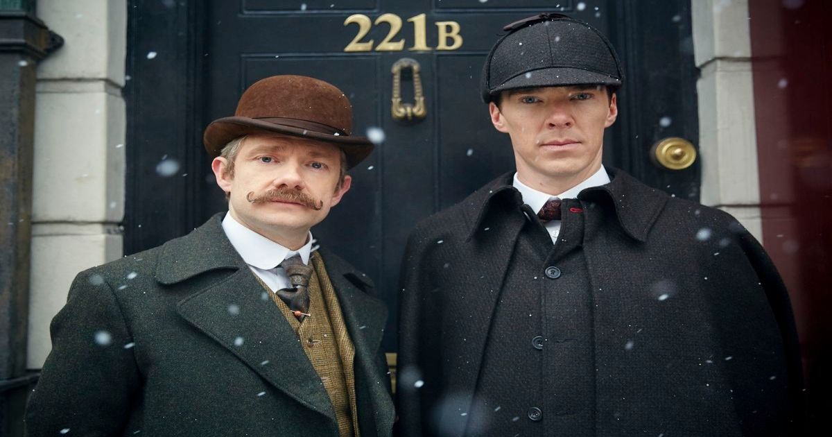 Martin Freeman as John and Benedict Cumberbatch in a scene from Sherlock