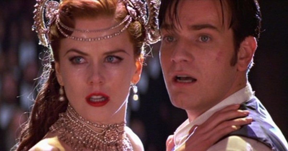 Nicole Kidman como Satine e Ewan McGregor como Christian em Moulin Rouge!