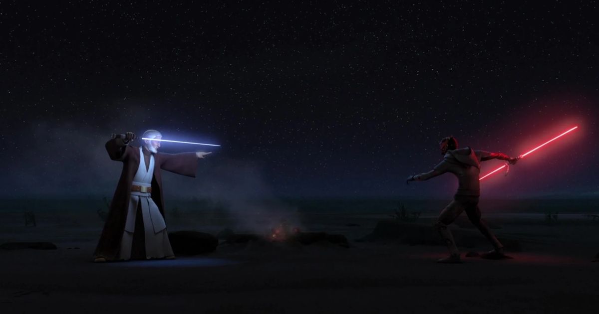 Obi-Wan vs Maul em Star Wars Rebels.