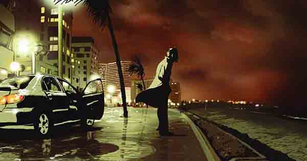 a man looks out at the water in a scene from Waltz with Bashir