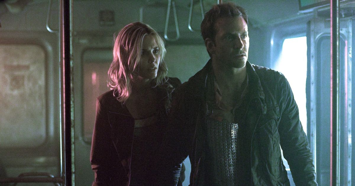 Leslie Bibb and Bradley Cooper in The Midnight Meat Train.