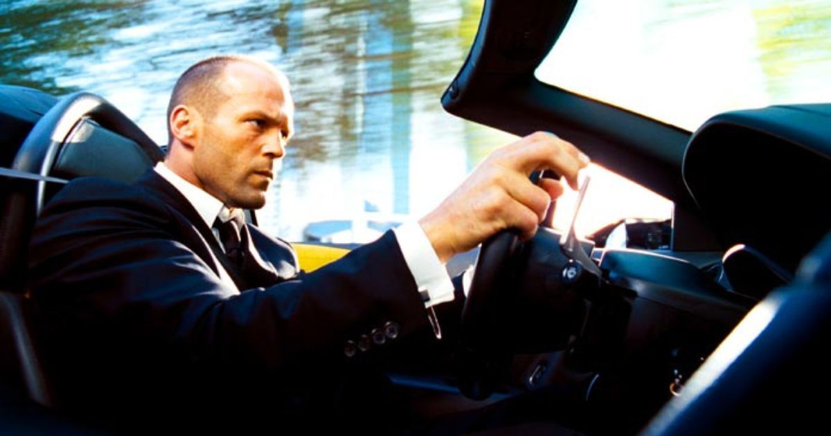 Jason Statham driving in The Transporter