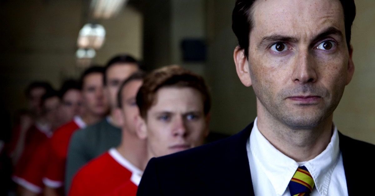 David Tennant mit Fußballspielern in United