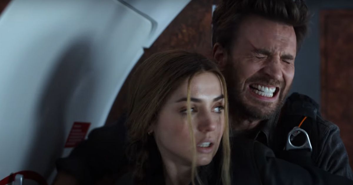 Chris Evans and Ana de Armas escape from a private jet in Ghosted trailer