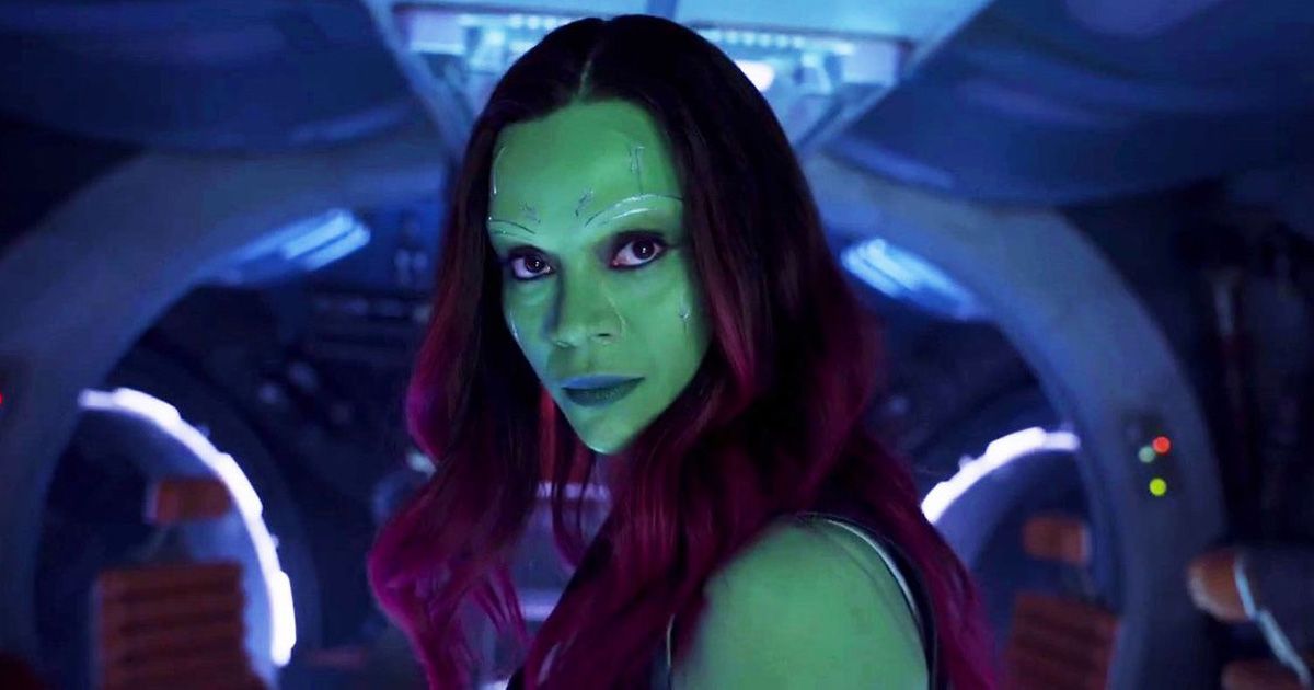 Gamora looking forward with blue background