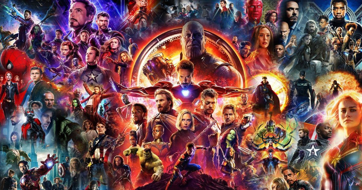 hundreds of superheroes on one poster overlapping with one another