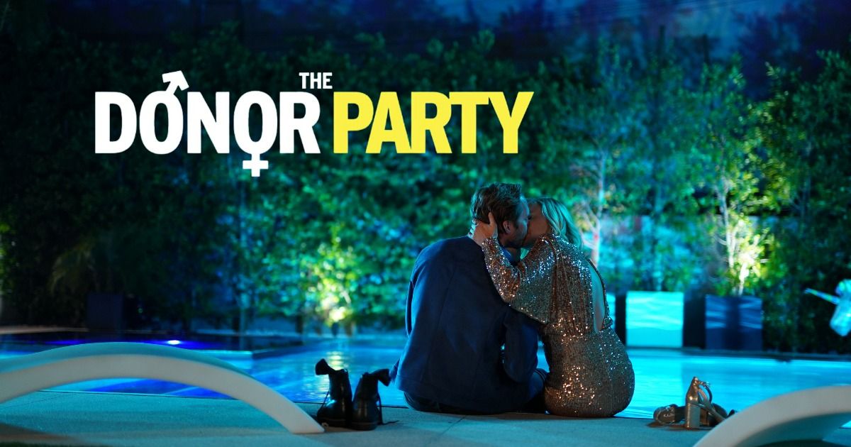 Malin Akerman and Ryan Hansen kiss in The Donor Party movie