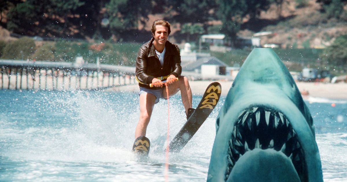 Fonzie jumps the shark in Happy Days
