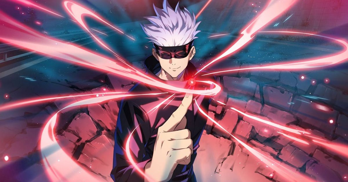 Gojo using Cursed Technique Reversal: Red in Jujutsu Kaisen.