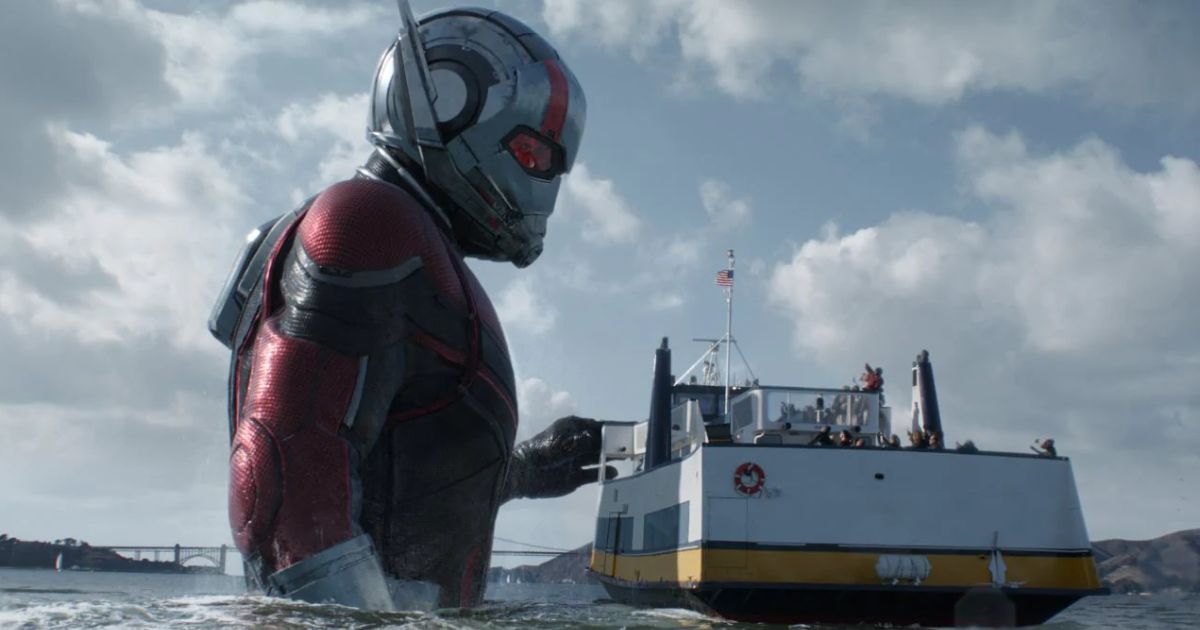 Paul Rudd as Giant Ant-Man during the ferry scene in Ant-Man and the Wasp