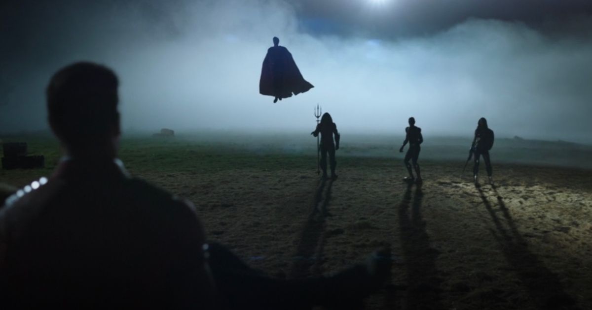 A silhouette of the Justice League in Peacemaker