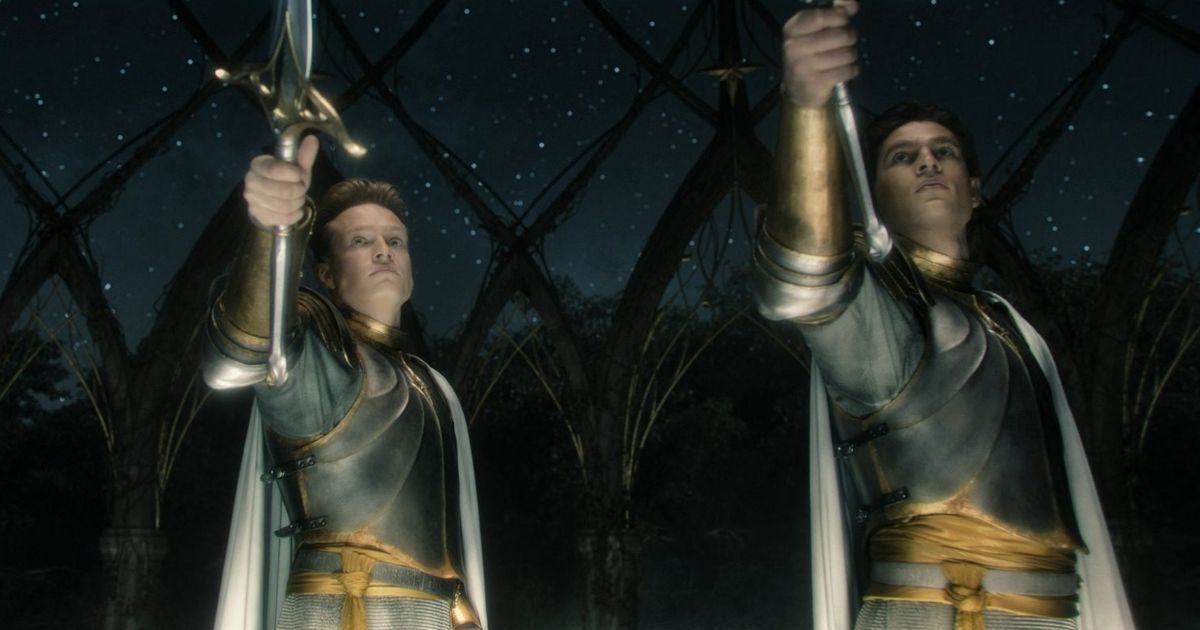 Finrod and another Elf swear the Oath of Feanor in The Rings of Power