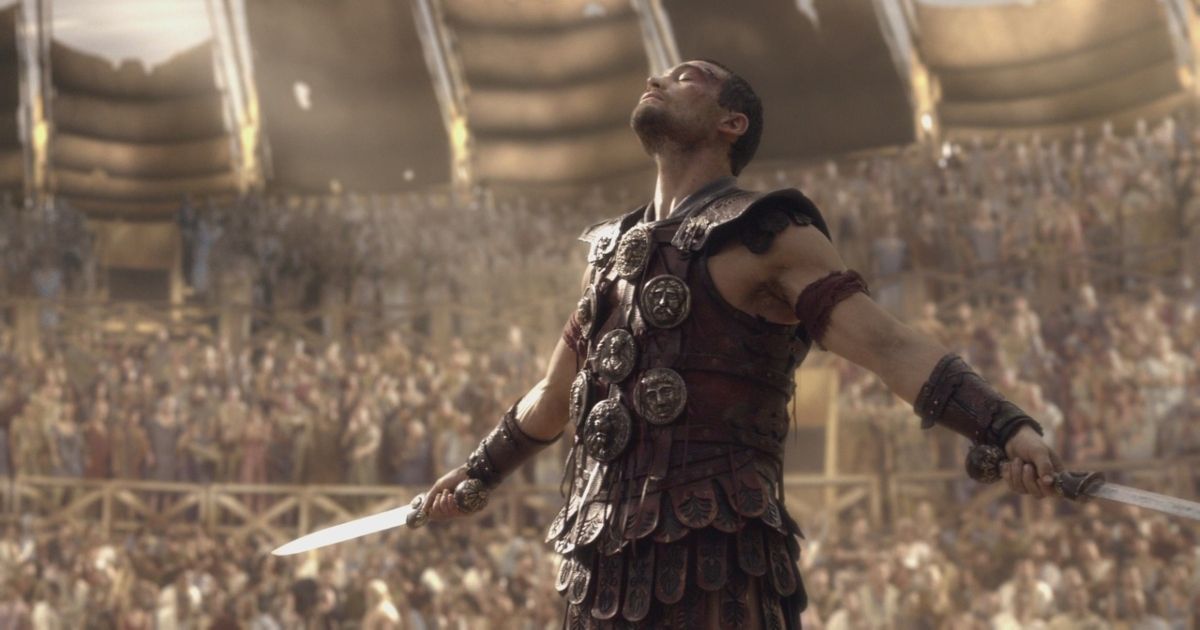 A gladiatorial arena scene from Spartacus 