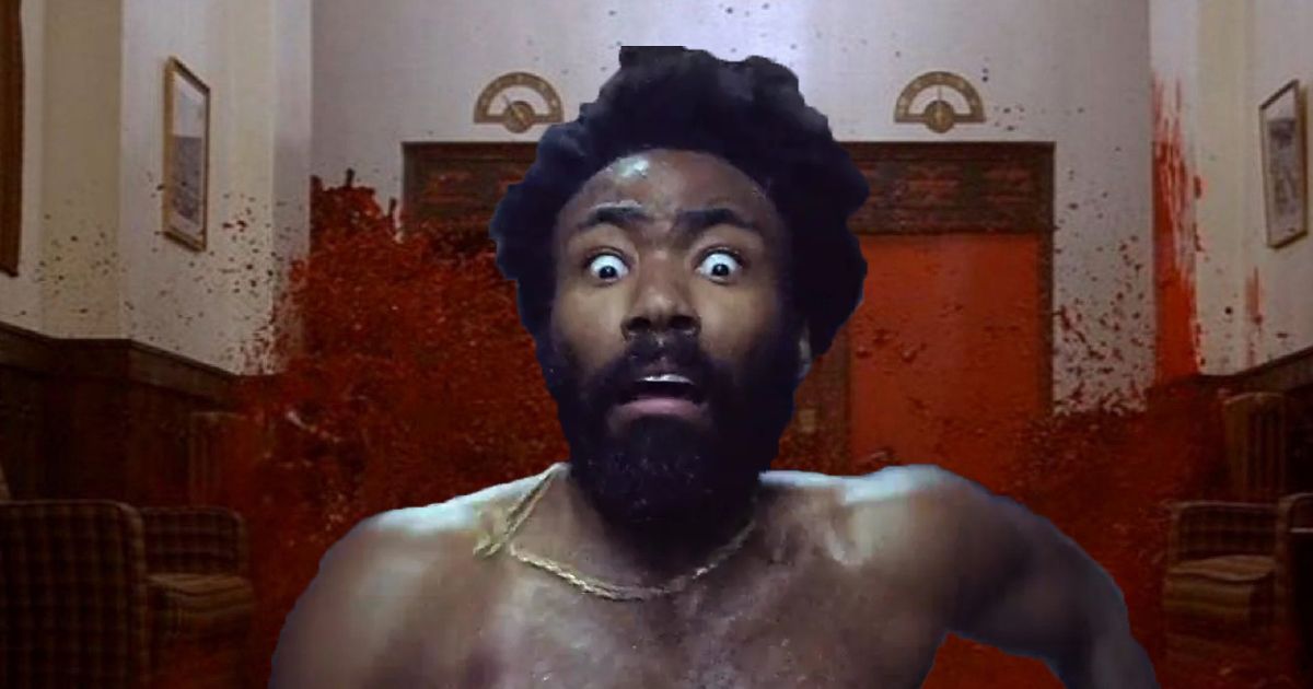 Donald Glover (in This Is America) running away from elevator blood in The Shining