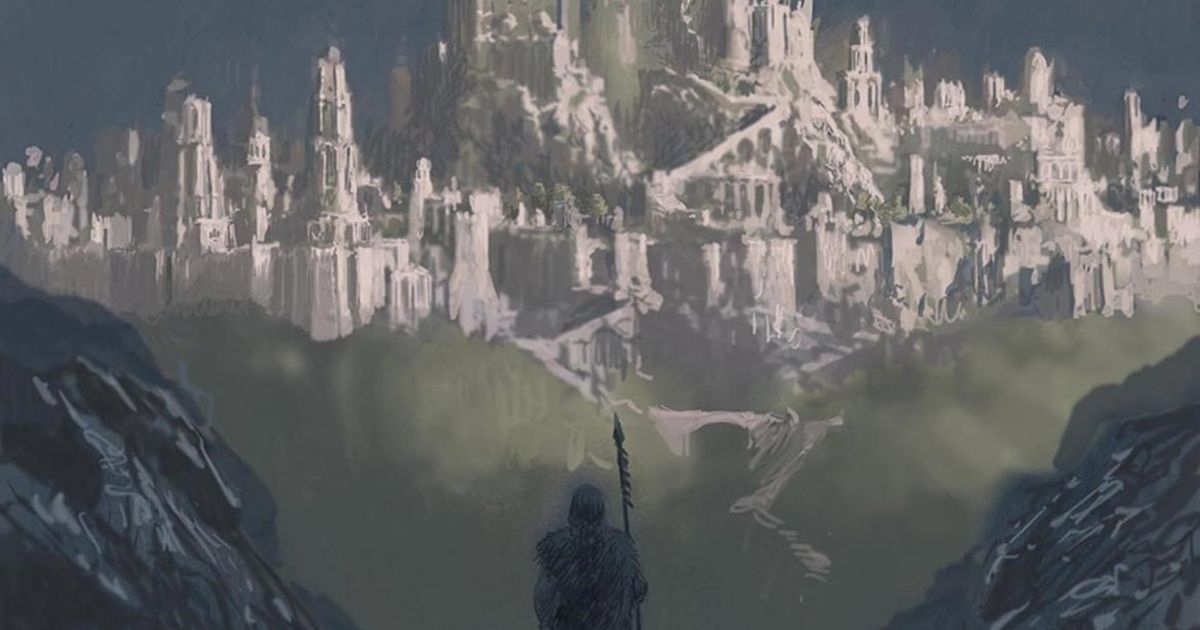 Tuor enters Gondolin in The Fall of Gondolin, art by Alan Lee