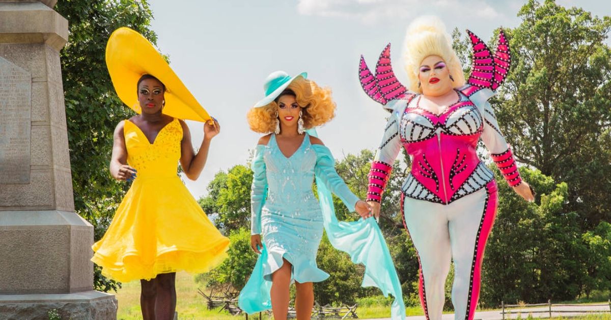 Bob the Drag Queen, Eureka O'Hara, and Shangela Laquifa Wadley in We're Here.