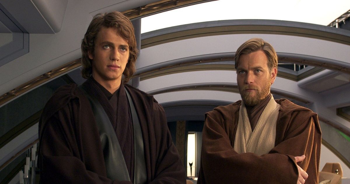 Hayden Christensen as Anakin Skywalker and Ewan McGregor as Obi-Wan Kenobi in Star Wars: Episode III - Revenge of the Sith