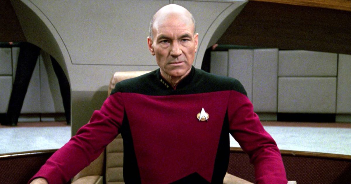 Patrick Stewart on the Enterprise-D in Star Trek: The Next Generation
