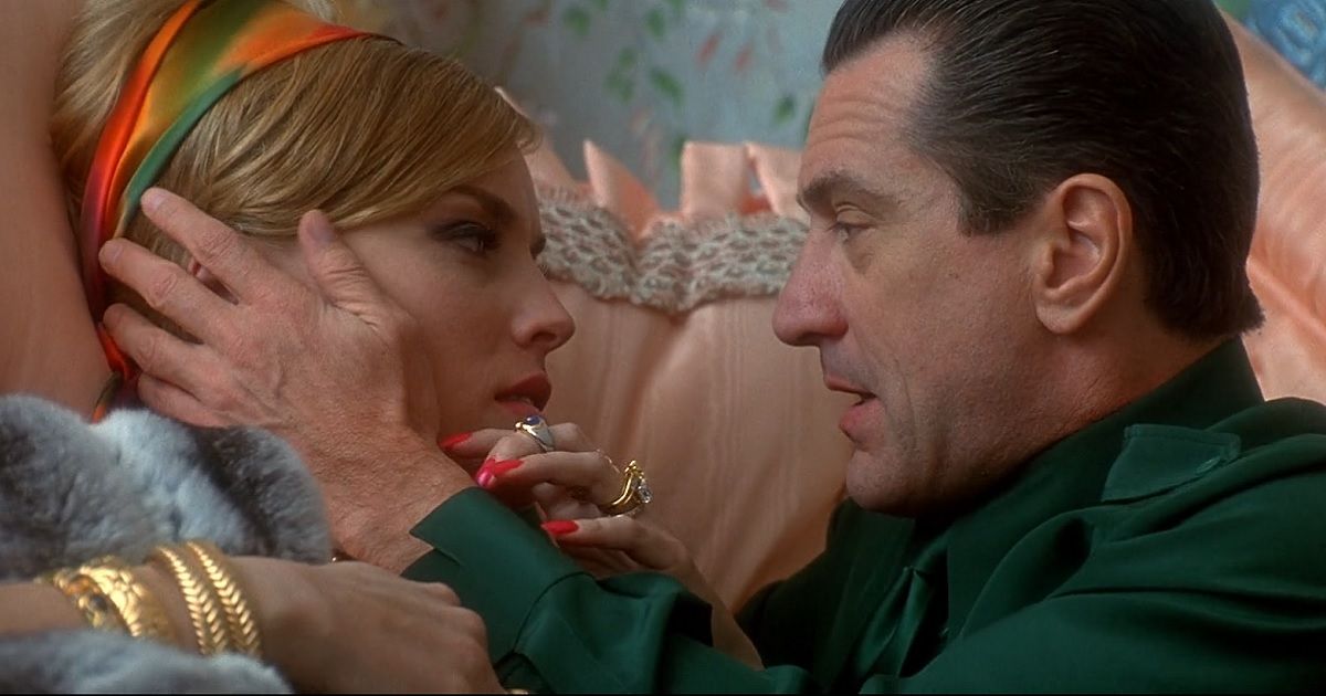 Sharon Stone and Robert De Niro hold each other in a scene from Casino