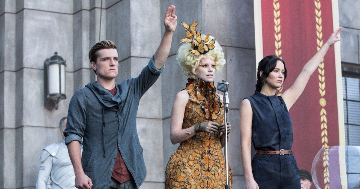 Hutcherson and Lawrence in The Hunger Games 