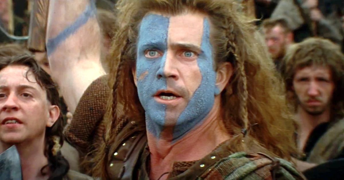 Mel Gibson as Sir William Wallace in the 1990s war epic, Braveheart.