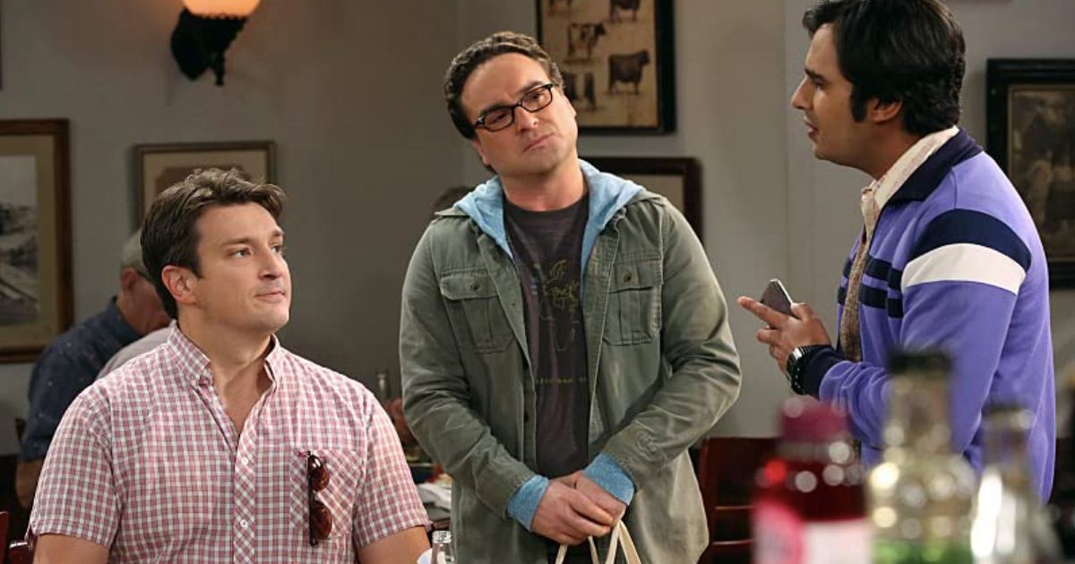 Nathan Fillion, Johnny Galecki, and Kunal Nayyar on The Big Bang Theory
