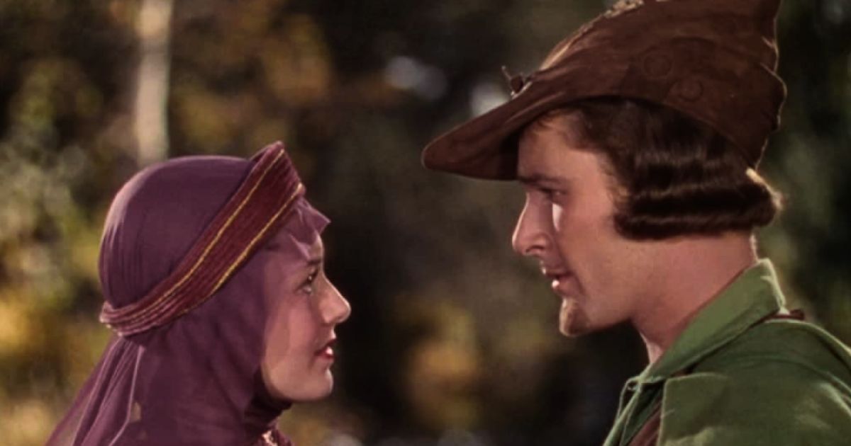 Olivia de Havilland e Errol Flynn em As Aventuras de Robin Hood (1938)