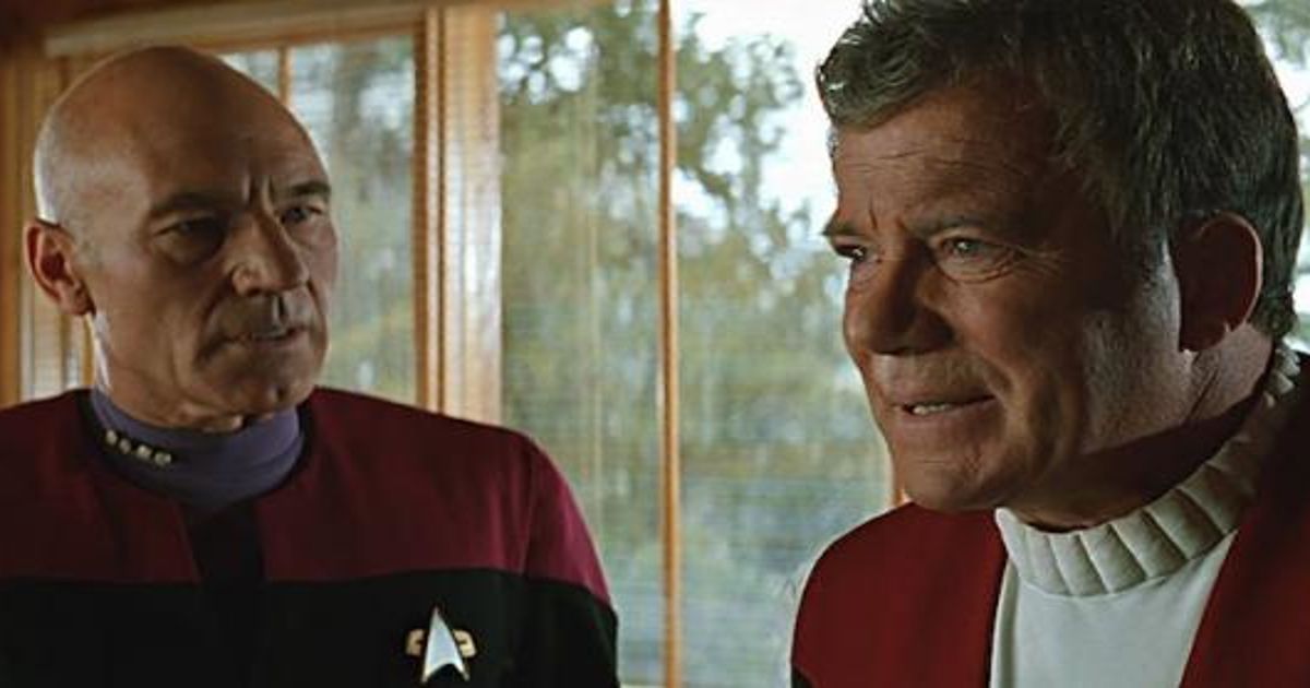 Patrick Stewart and William Shatner in Star Trek: Generations