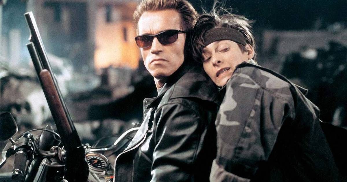 Arnold Schwarzenegger as T-800 and Edward Furlong as John Connor in Terminator 2: Judgment Day (1991)