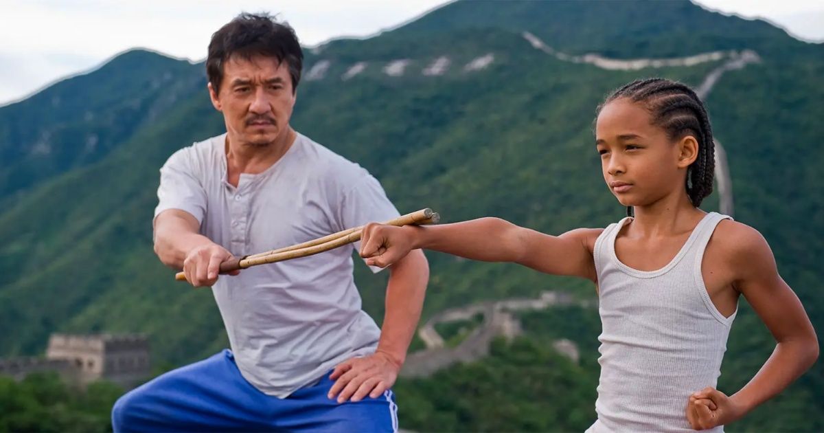 Jackie Chan in a scene from The Karate Kid 