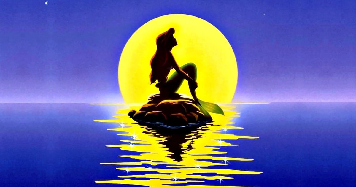 The Little Mermaid 1989 Ariel poster sitting rock ocean moon