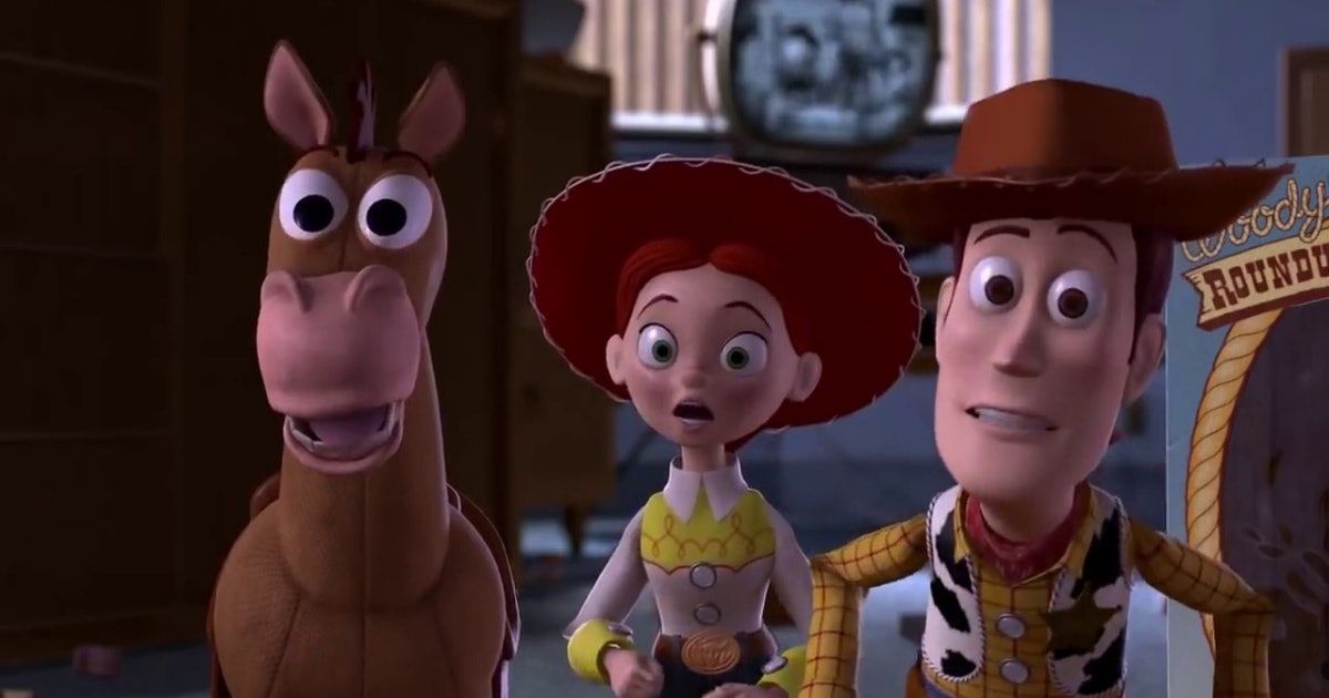 Woody, seu cavalo e Jessie em Toy Story 2