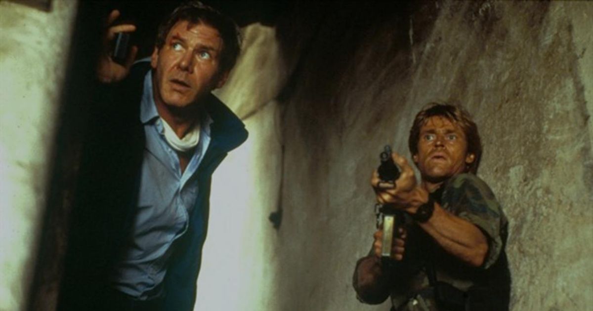 Harrison Ford as Jack Ryan and Willem Dafoe as John Clark