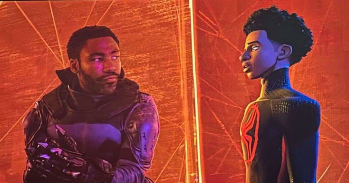 Donald Glover's Aaron Davis talks with Miles Morales in Spider-Man: Across the Spider-Verse