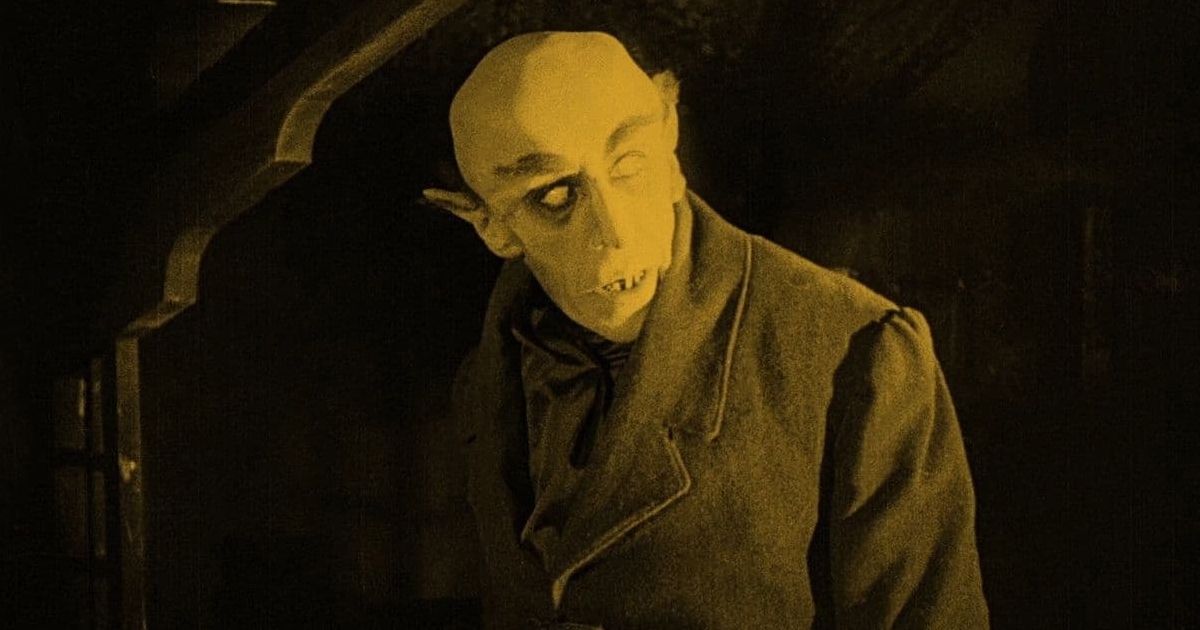 Max Schreck como Conde Orlok em Nosferatu 1922 amarelo