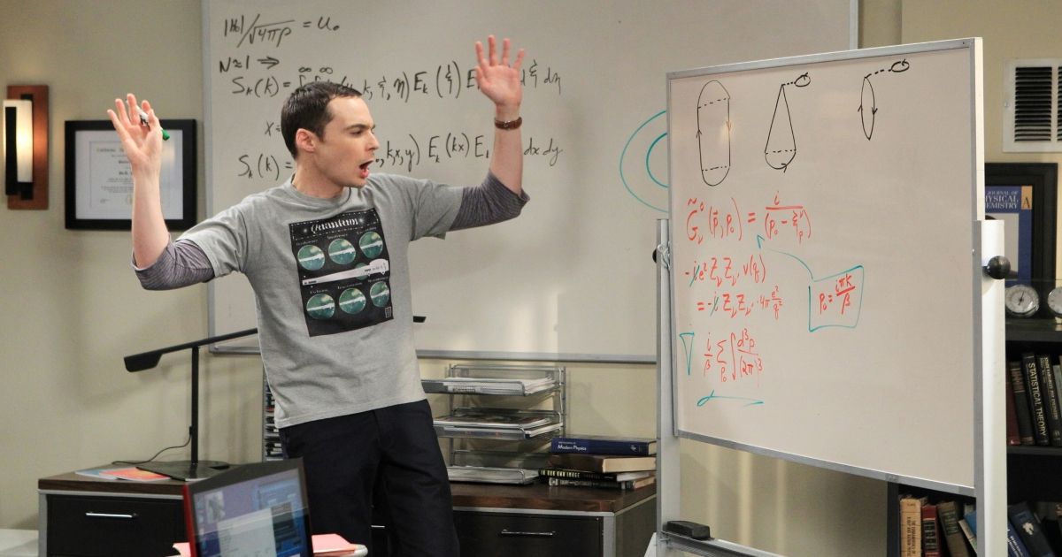 Sheldon Cooper amazed by his own calculations