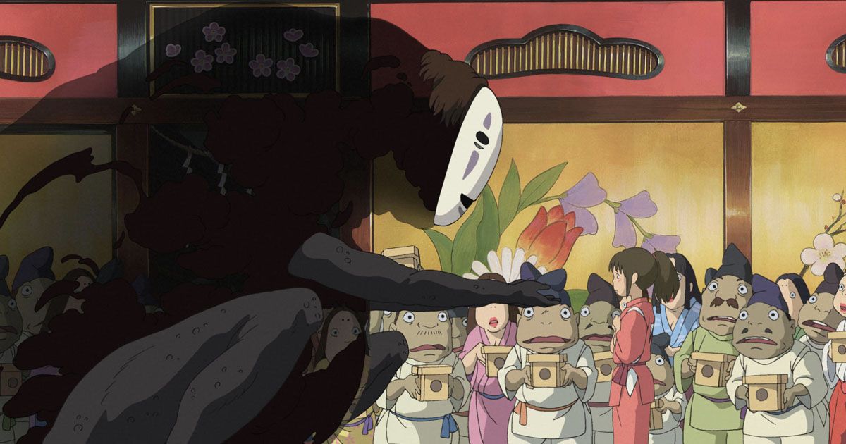 No Face reaching out to Chihiro in Spirited Away