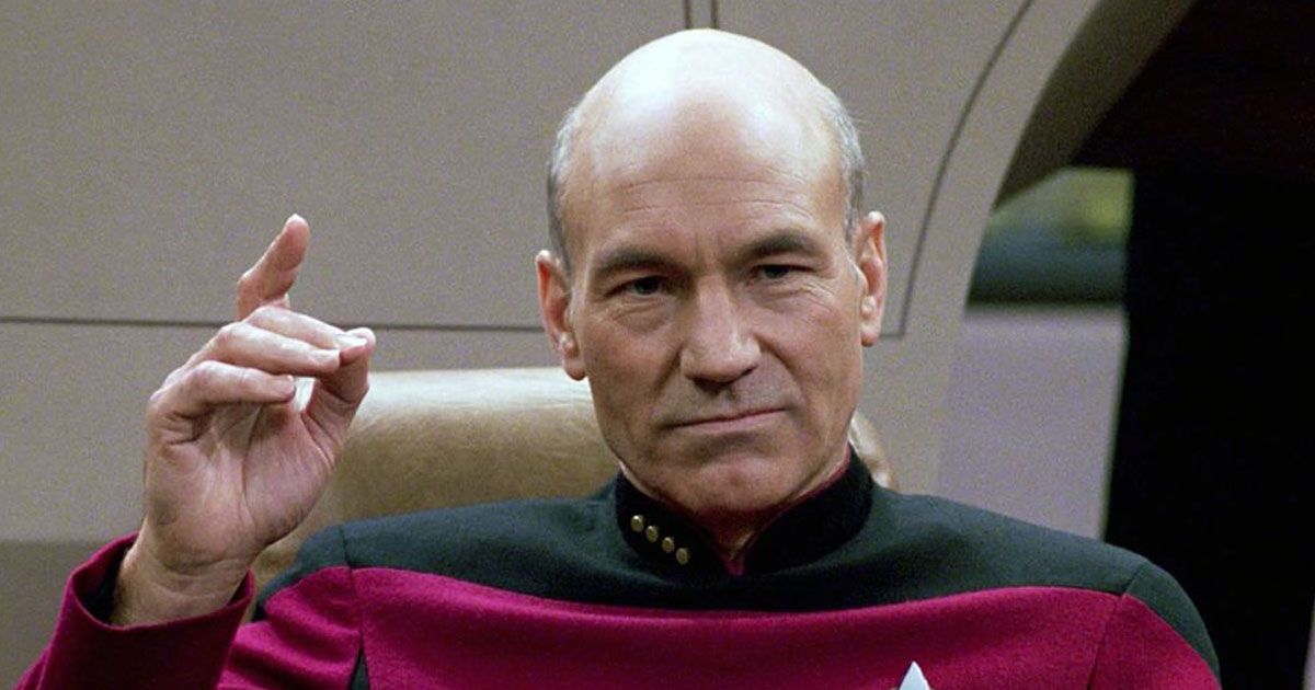 Patrick Stewart as Star Trek TNG's Captain Picard