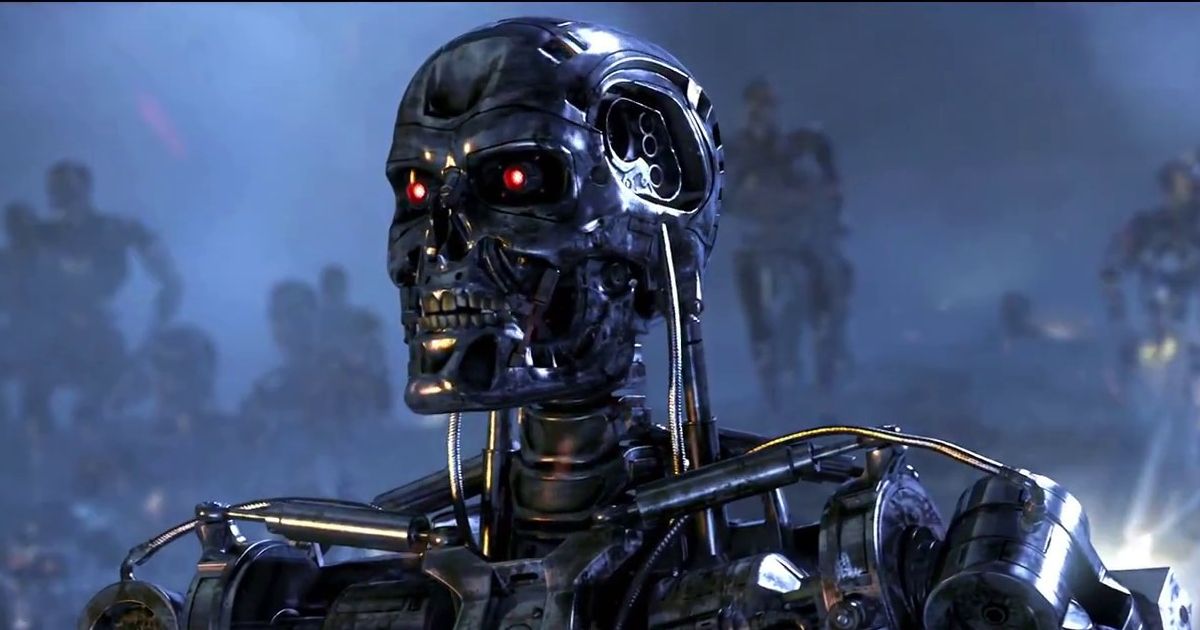 Terminator 3 Rise of the Machines T-800 with glowing red eyes 