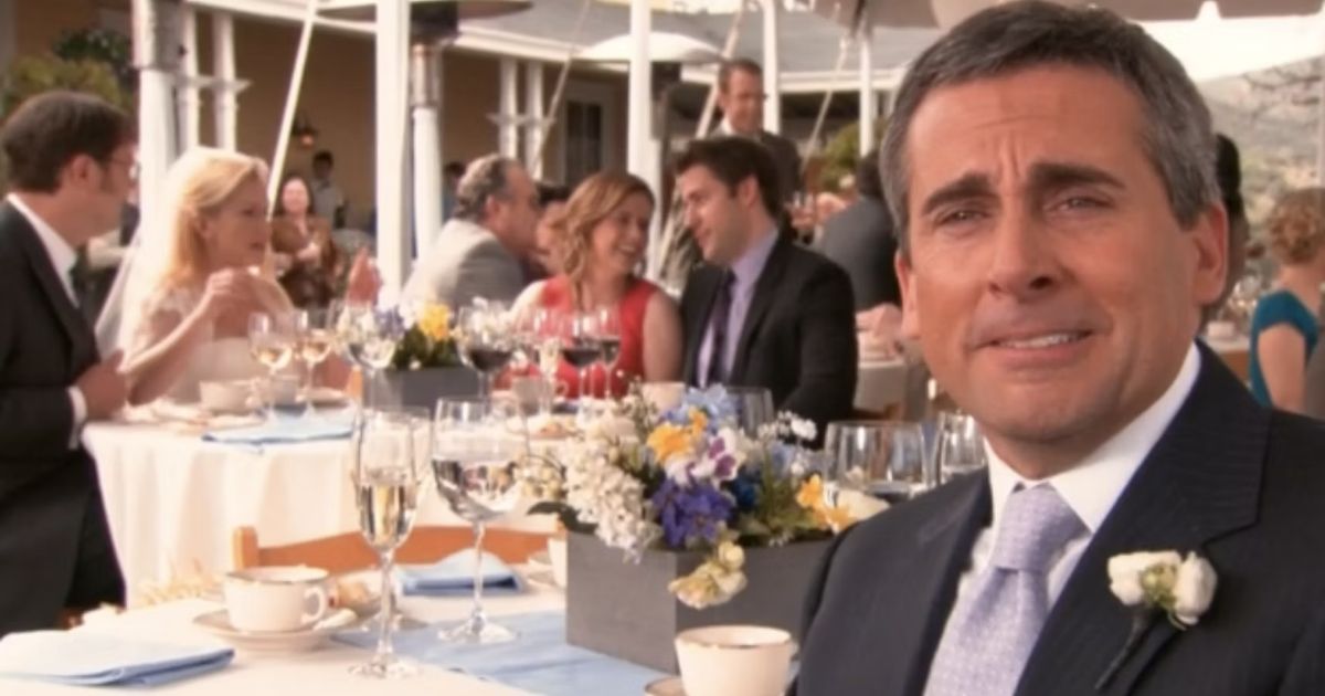 Michael remininscing at Dwight's Wedding