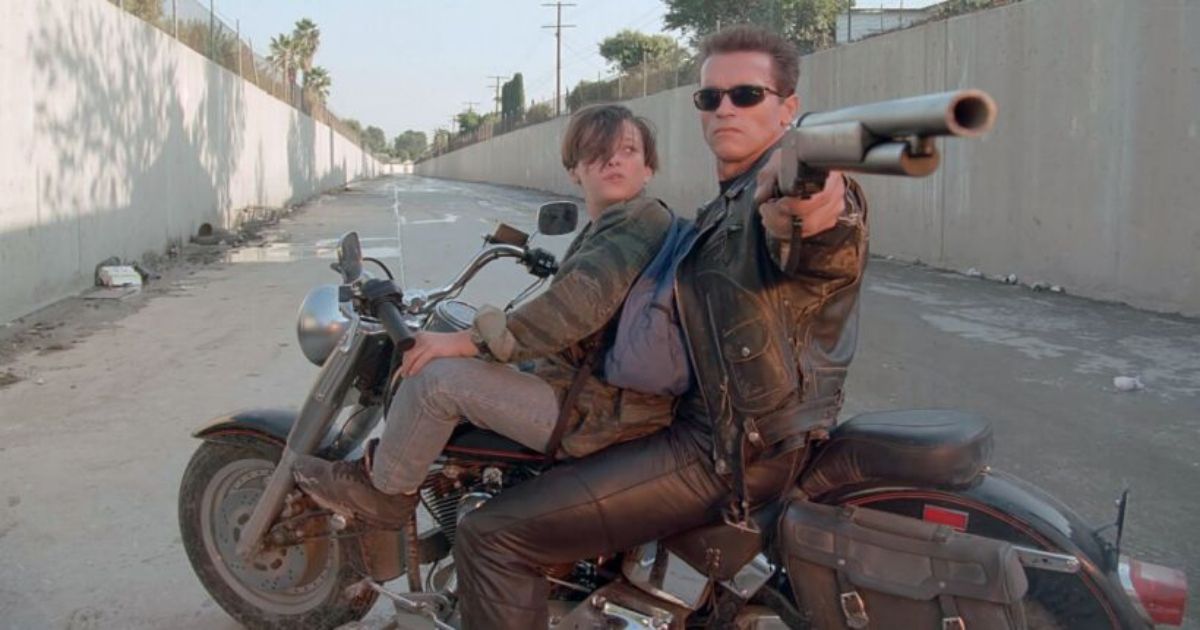 Terminator 2 T-800 and John Connor 